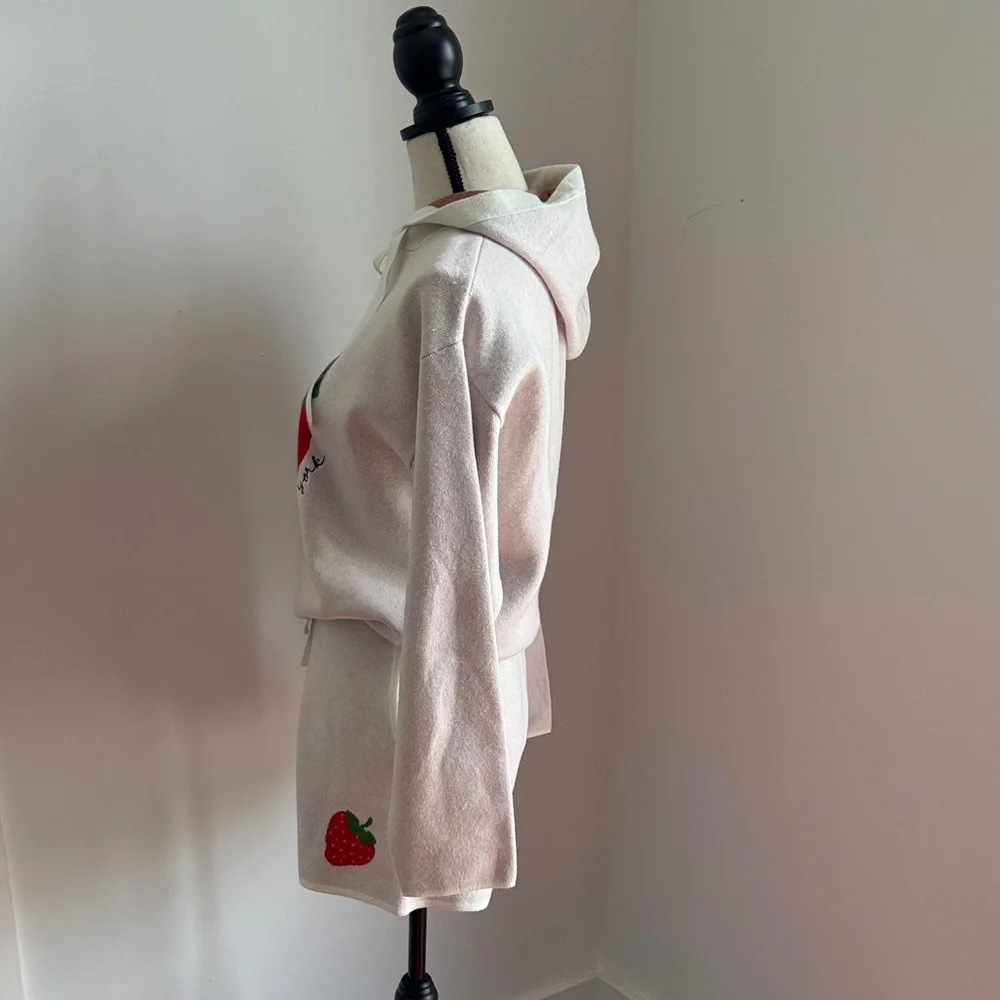 NWT SET kate spade x Target strawberry sweater knit hoodie & shorts extra small